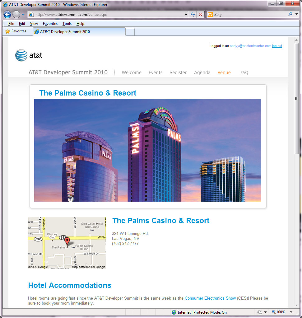AT&T 2010 Developer Summit Website - Registration Portal