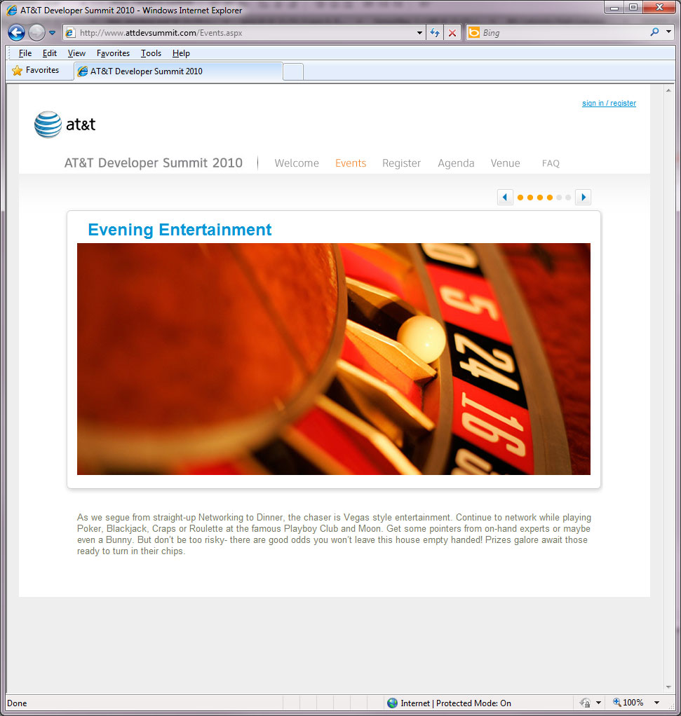AT&T 2010 Developer Summit Website - Registration Portal