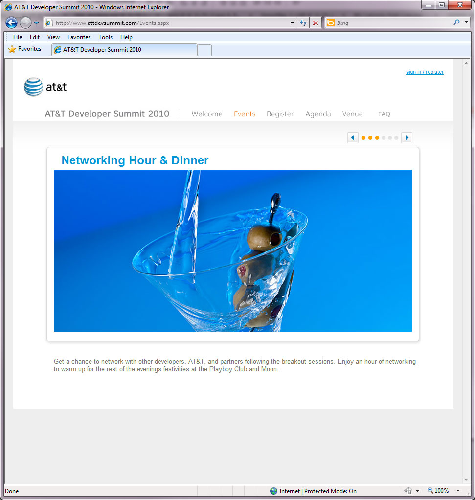 AT&T 2010 Developer Summit Website - Registration Portal