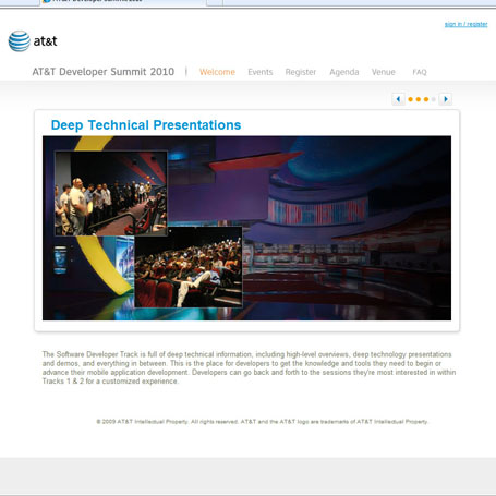 AT&T 2010 Developer Summit Website - Registration Portal