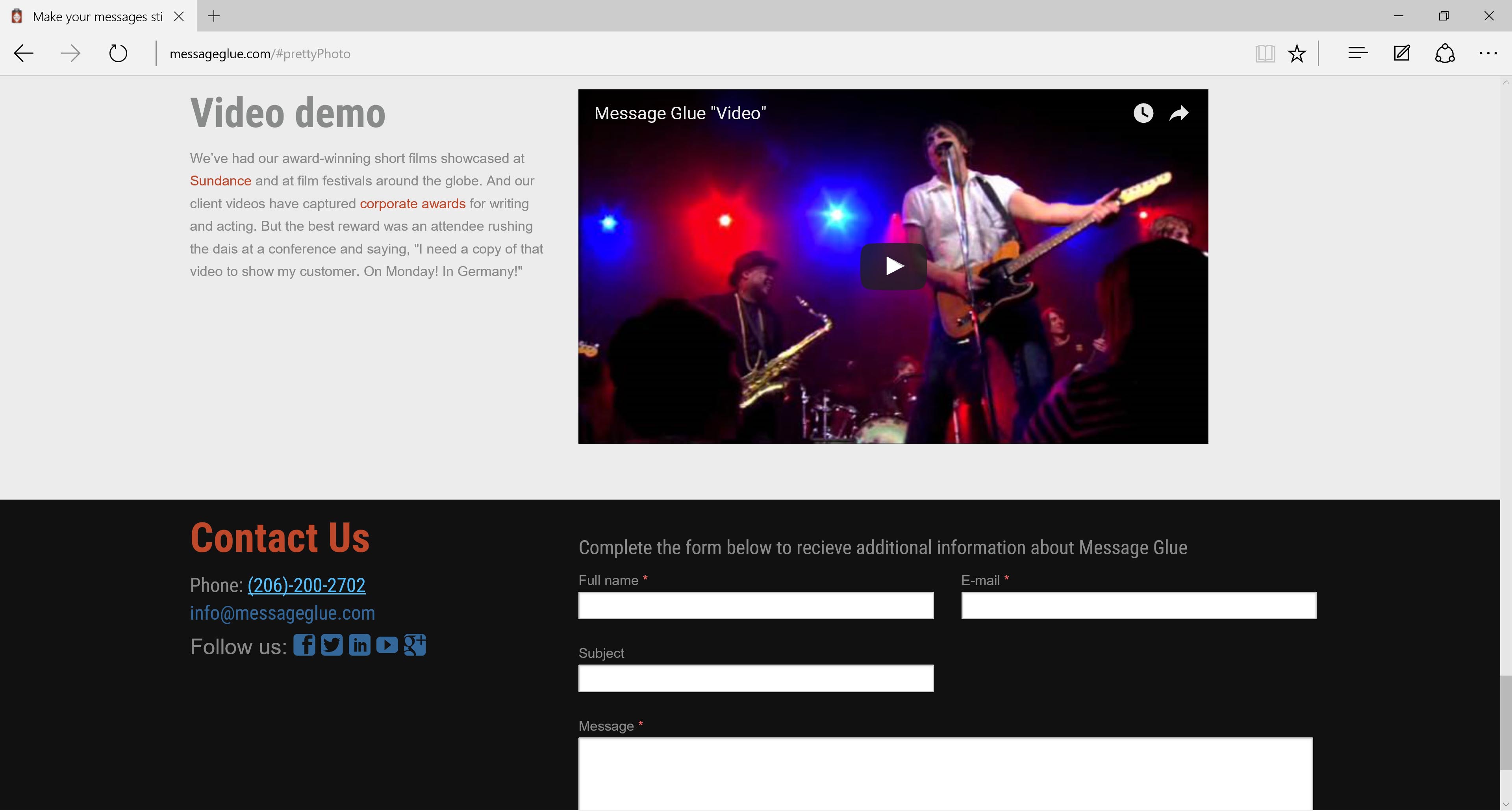 Messageglue WordPress Website